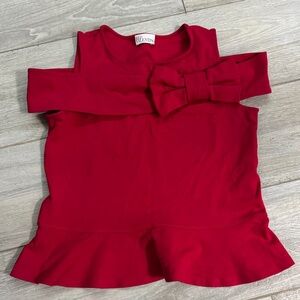 RED Valentino Red Blouse with Bow Accent